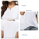 thumbnail image 5 of Camiseta de manga corta con cuello redondo para mujer, camisetas de manga de pétalo con dobladillo fruncido, elegantes, holgadas, de Color sólido, 5 of 6