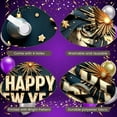 thumbnail image 4 of Golden Fireworks Happy New Year Banner Shiny Stars Festive Backdrop 3D Letters Metallic Design Holiday Display for New Year Party Family Gathering Indoor Decoration, 4 of 9