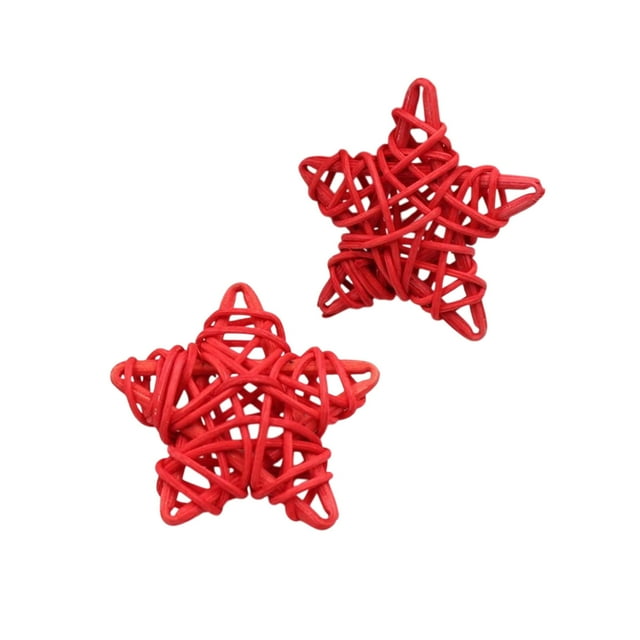 Leodye 2PCS Rattan Woven Five-pointed Star - Decorative Pendant & Pet Toy -2.36x2.36in