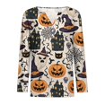 thumbnail image 4 of Halloween Printed Tops for Women V Neck Quarter Button Long Sleeve Trendy Festival Party Top Multicolor 09 M, 4 of 5
