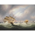 thumbnail image 3 of James Edward Buttersworth 18x14 Black Modern Framed Museum Art Print Titled - Frigate off a Lighthouse (1875), 3 of 5