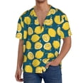 thumbnail image 3 of Xecao offers the Lemon for Men's Casual Short-sleeved Shirt, a button-up collared shirt with a pocket, perfect for beach vacations and yacht travel in the XX-Large size., 3 of 7