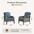 thumbnail image 3 of Toject 2 Pieces Patio Furniture Set, All-Weather Wicker High Back Outdoor Chairs, Rattan Patio Conversation Set with Cushions for Backyard, Porch, Garden (Denim Blue), 3 of 8