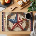 thumbnail image 2 of Independence Day Placemats Set of 1, American Farmhouse Metal Five-Pointed Star Wood Grain Non-Slip Place Mats Washable Table Mats for Kitchen Dining Table Decorations Indoor/Outdoor, 2 of 9