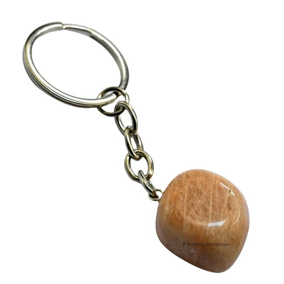 Cream Moonstone Crystal Car Key Holder, Tumbled Crystal Keychain