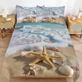 thumbnail image 6 of 3 Pcs Soft Bedding Set, Includes 1 Duvet Cover with Zipper And 2 Pillow,Shams Starfish Beach Full(79"×90"), 6 of 8