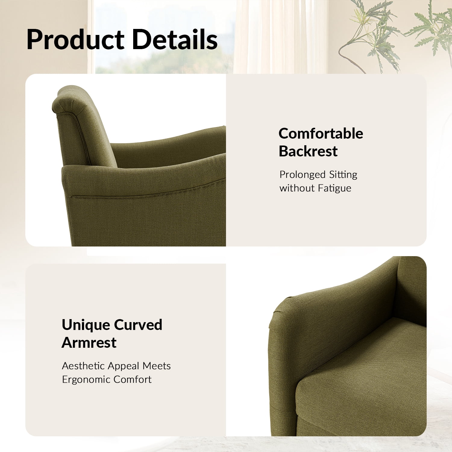 Tina's Home 50" Farmhouse Loveseat Sofa with Slope Arms and Solid Wood Bobbin Legs for Living Room, Moss