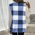 thumbnail image 5 of Htigea Fleece Plaid Vest for Women Sleeveless Button Front Cardigans Soft Comfy Homewear Casual Coats with Pockets Blue XXL, 5 of 7