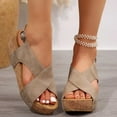 thumbnail image 1 of WILLBEST Sandalias De Mujer Para Playa, Sandalias De Cuña Con Punta Abierta De Cuero A La Moda De Verano Para Mujer, Cómodas, Transpirables Y Sin Cordones, 1 of 9