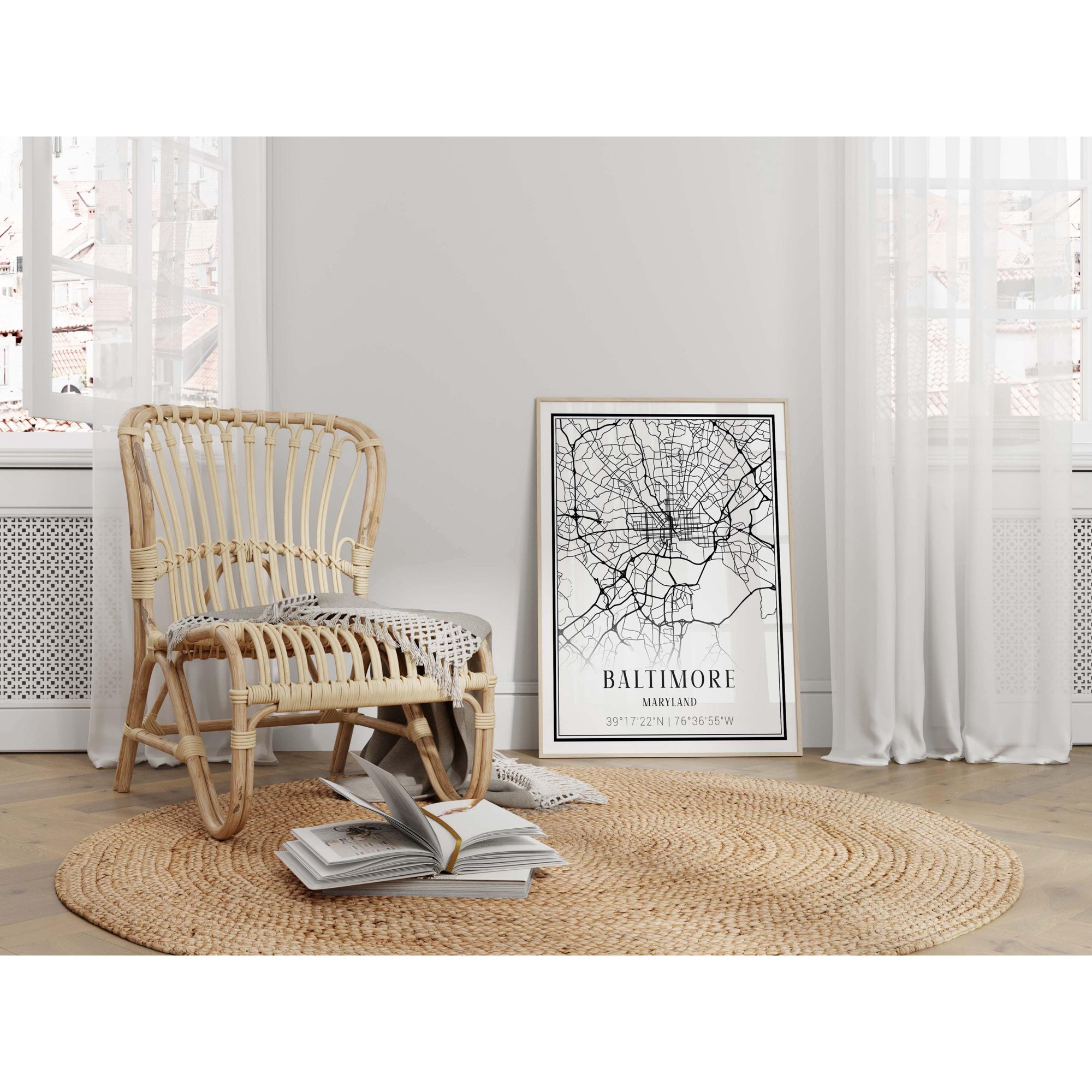 Baltimore City Map Poster - Maryland Wall Art & Art Options Home Decor Office Wall Art