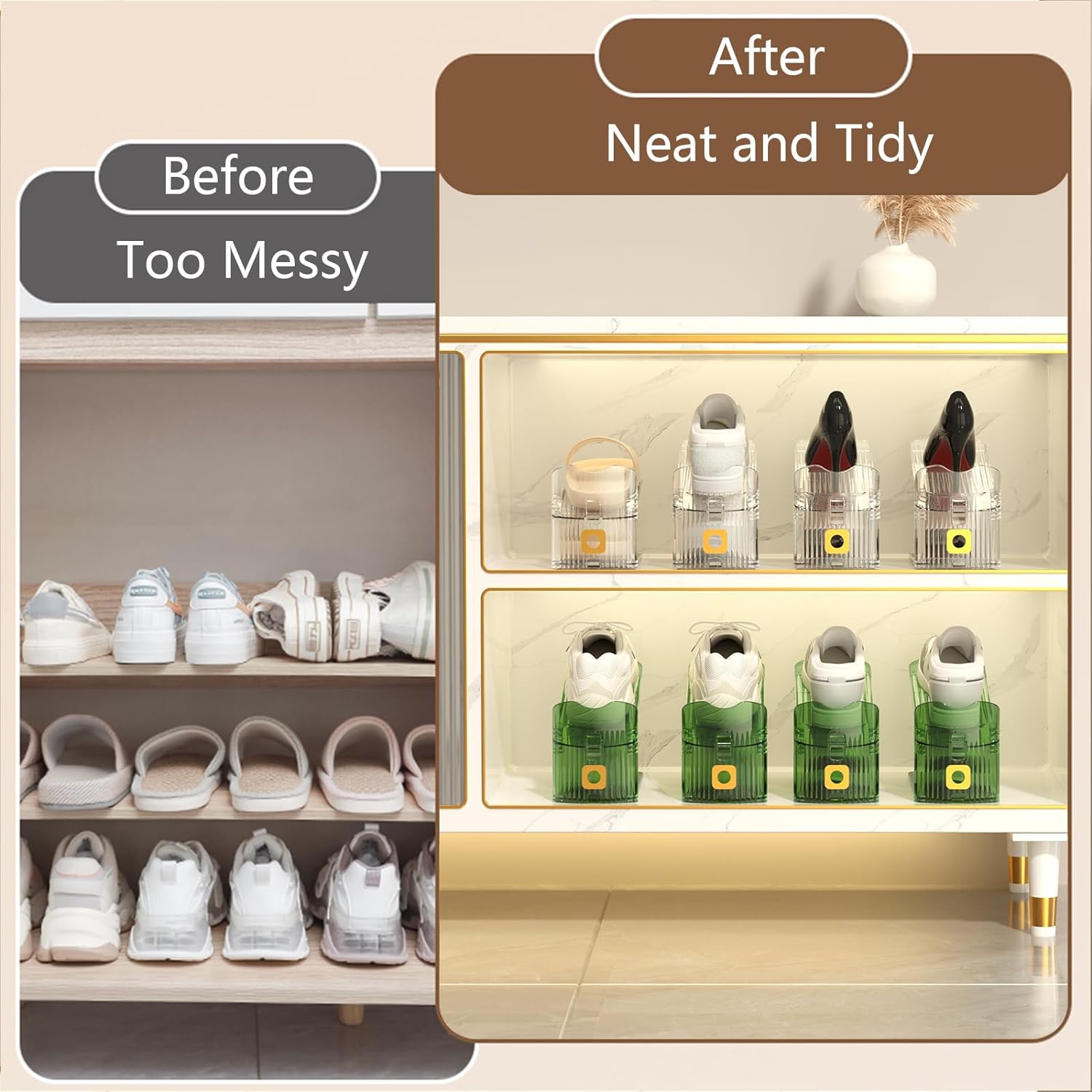 6Pack Clear Shoe Slots Organizers Shoes Stacker Organize,Shoes Shoe Display Shelf,Shoe Rack Holders Space Saver