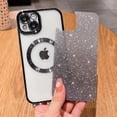 thumbnail image 4 of for iPhone 15 Magnetic Gardient Glitter Case, Plating Bling Cute Case Compatible with MagSafe for Women Girls Full Camera Protector Back Cover for iPhone 15 6.1 Inch Black, 4 of 14
