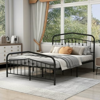 AUFANK Vintage Full Platform Metal Bed Frame, Heavy Duty, Black ...