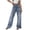 Blue, variant on Women's Wide Leg Jeans Elastic High Waisted Baggy Jeans with Drawstring Stretchy Denim Pants