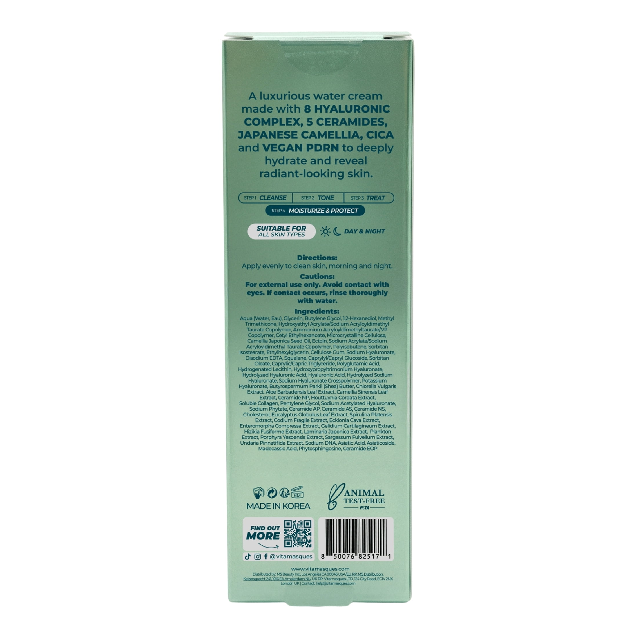 Vitamasques Hyaluronic Hydrate Water Cream, 1.69 fl oz