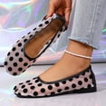 thumbnail image 5 of Women's Polka Dots Mesh Ballet Flats Square Toe Ballerina Flats Closed Toe Comfortable Casual Work Shoes Pink 9.5(43), 5 of 9