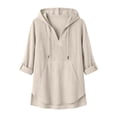 thumbnail image 5 of BUIGTTKLOP Women's Beach Cover up Hoodies Sweatshirt Long Sleeve V Neck Hooded Shirt Top with Pockets, 5 of 8