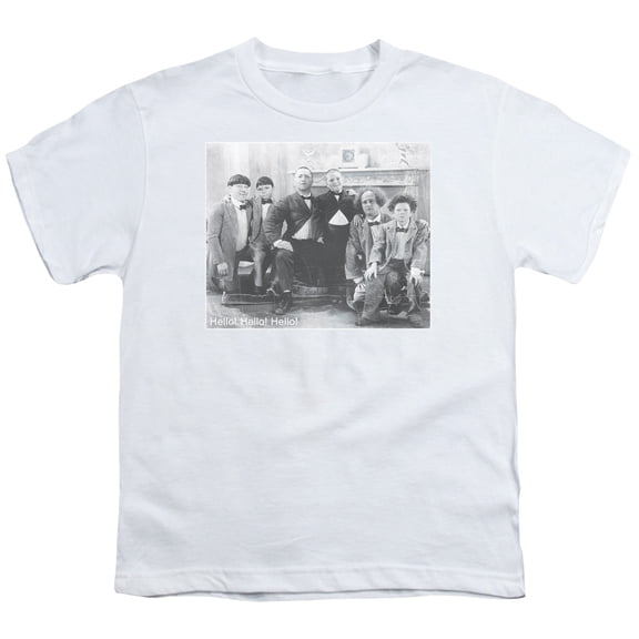 Three Stooges Hello S/S Youth 18/1 T-Shirt White