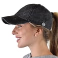 thumbnail image 3 of C.C Ponycap Criss Cross Messy Bun Side Button For Mask Adjustable Baseball Cap, Black, 3 of 6