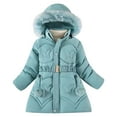 thumbnail image 3 of Winter Girls Long Padded Coat with Adjustable Belted Waist Lined Thermal Outerwear for Freezing Cold Weather, 3 of 4