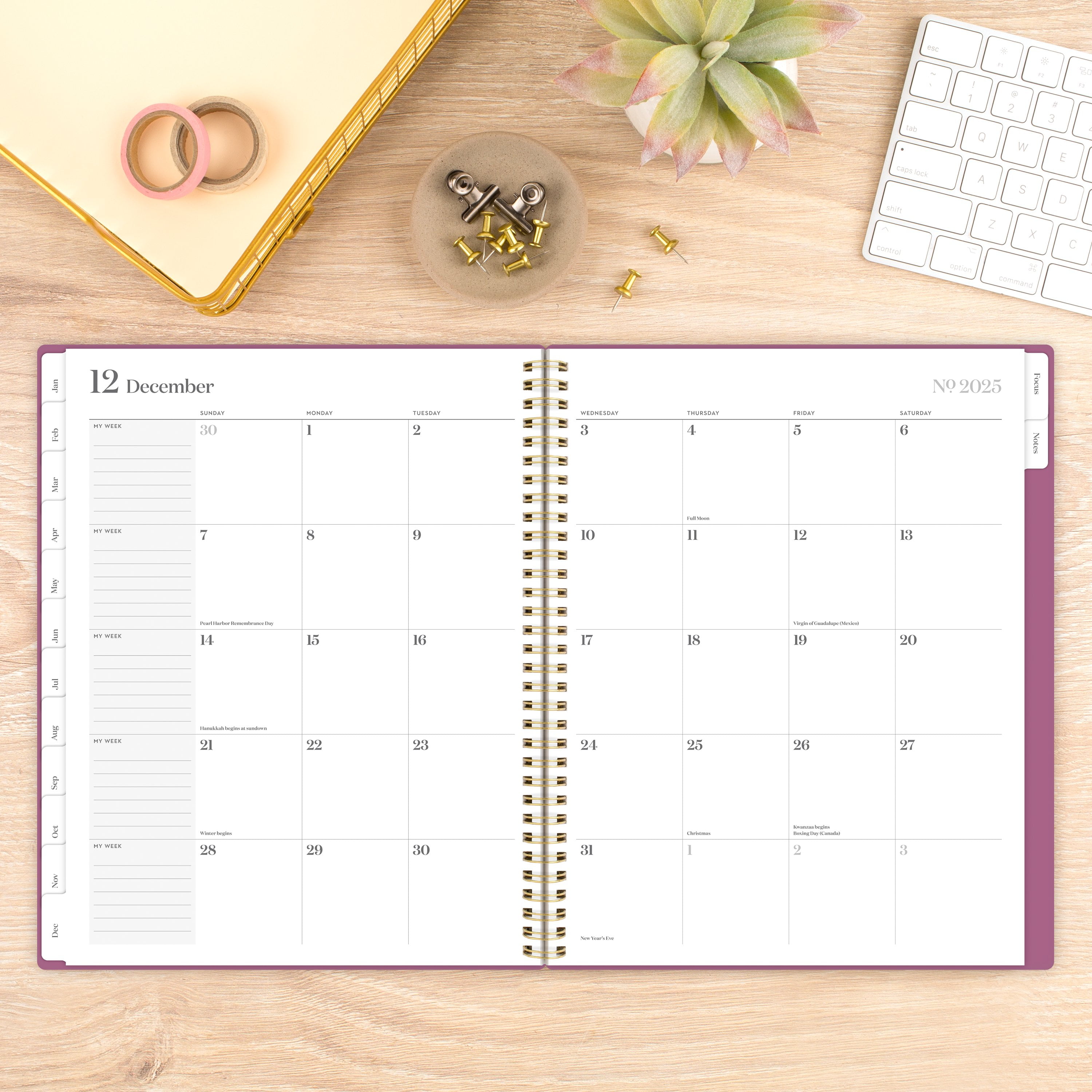 Cambridge WorkStyle Balance 2025 Weekly Monthly Planner, Red Violet, 8.5" x 11"