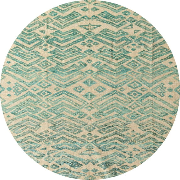 Ahgly Company Indoor Round Abstract Green Abstract Area Rugs, 3' Round