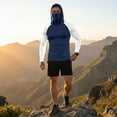 thumbnail image 7 of Men's UPF 50+ Sun Hoodie Long Sleeve Hooded Fishing Shirt Solid Pullover Cooling Ice Silk Breathable Quick-Dry Moisture Wicking 4-Way Stretch for Commute Fishing Hiking Royal Blue 3XL, 7 of 7