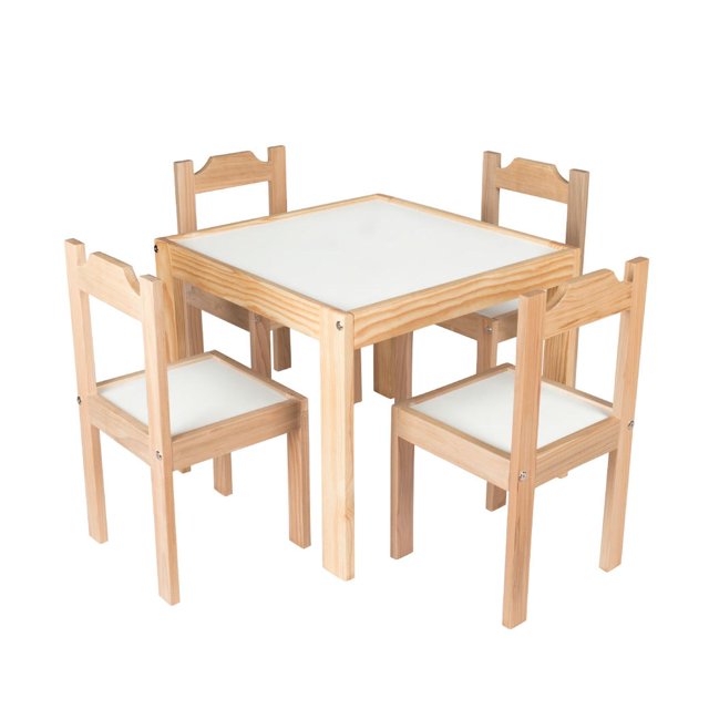 Set comedor de madera barnizada para niños Duduk blanco Duduk COM-PIL