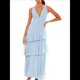 thumbnail image 2 of Vestidos de Dama de de Escalonada para Mujer, Vestidos de Noche Formales con Volantes, Largos y Plisados. Azul XL, 2 of 10
