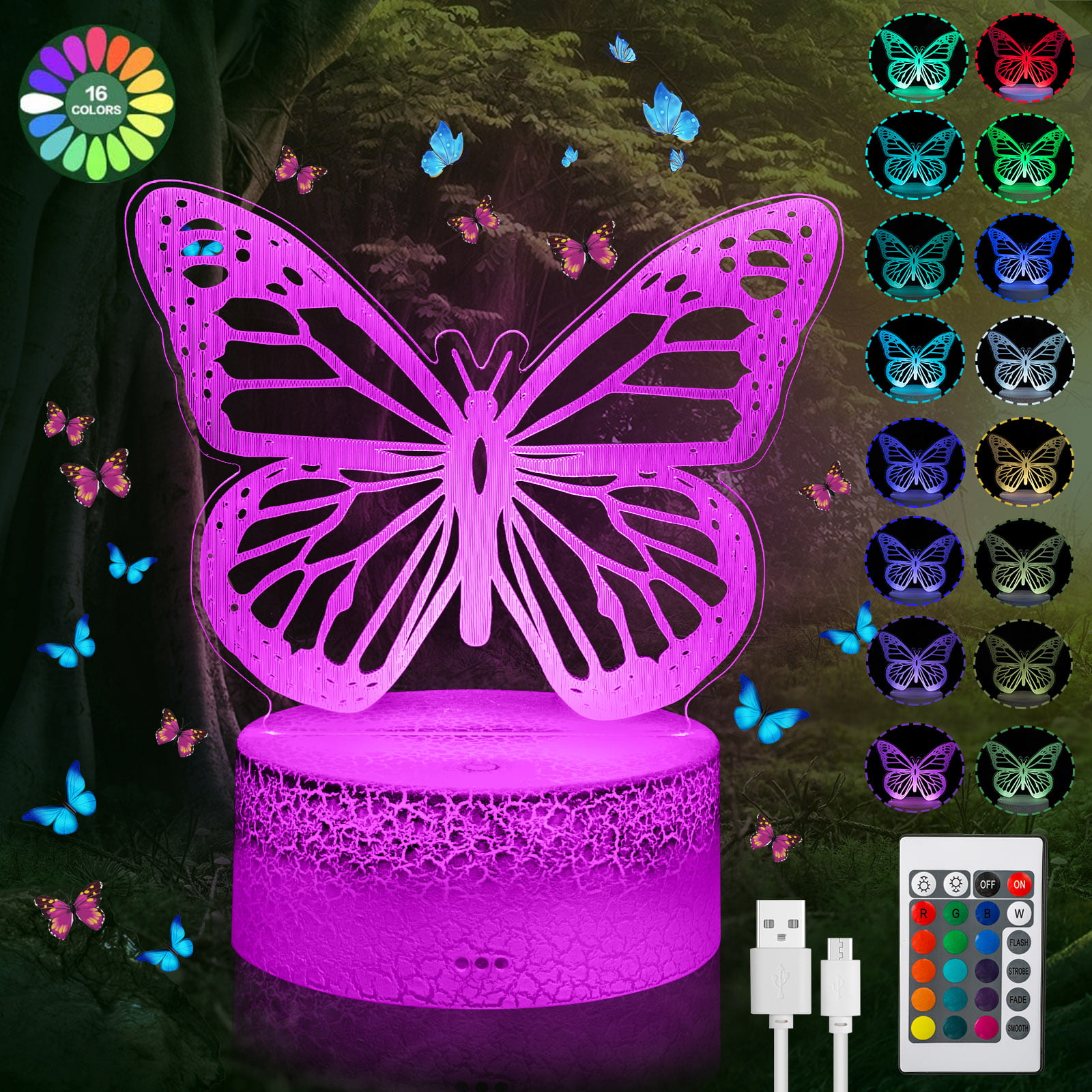 Novelty Colors Changing Cute Butterfly LED Night Light Lamp Home Room Nightlight 