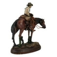 thumbnail image 3 of Western Desert Cowboy On Saddleback Brown Stallion Horse By Cactus Figurine, 3 of 9