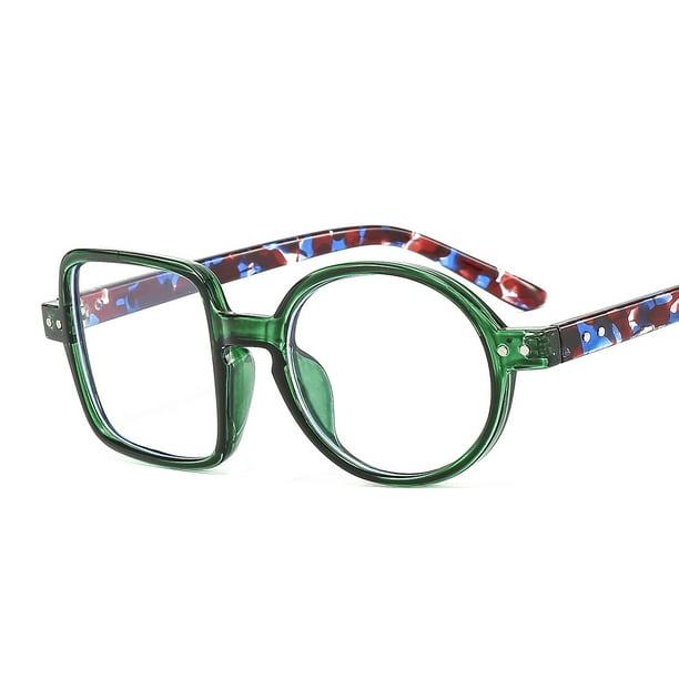 Gafas de fiesta divertidas con montura de bloque de color cuadrado distintiva, gafas planas de estilo hip hop y fashionista