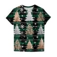 thumbnail image 4 of Women's Christmas Shirts Funny Christmas Tree Print Tee Shirts Crew Neck Top Short Sleeve Pullover Sweater Blouses Side Split Christmas Tops Christmas Gifts, 4 of 4