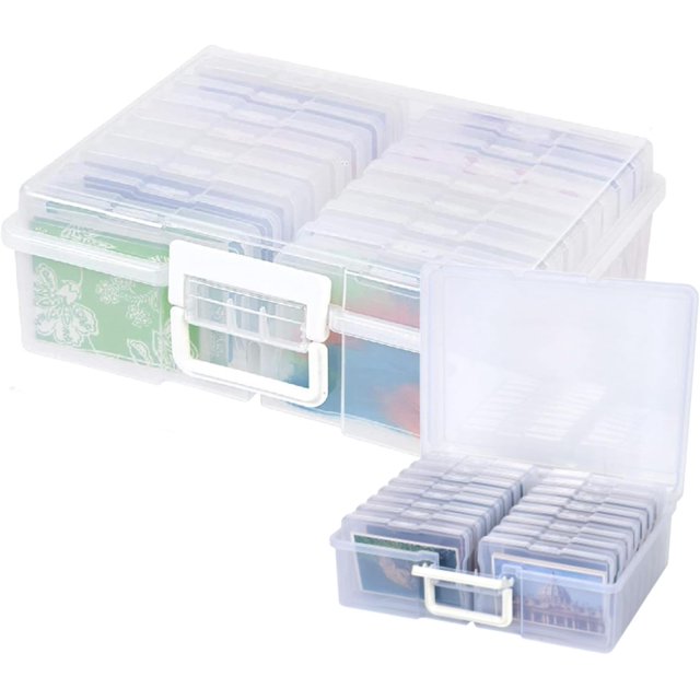 4x6 Photo Storage Box, 16 Inner Photo Keeper,Photo Organizers and Storage, Seed Storage Organizer,Clear Photo Boxes Storage Plastic Photo Organizer Box for Cards, Craft, Stamps,Stickers