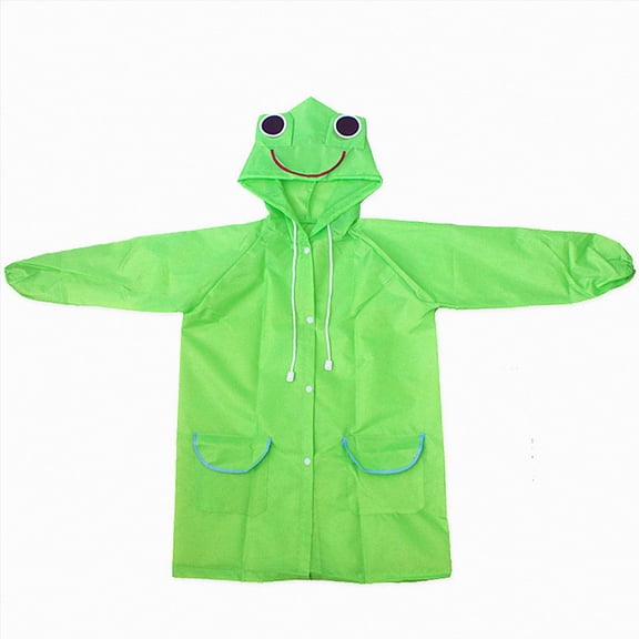 Kpoplk Boys Girls Rain Jackets Unisex Kids Ponchos Cute Cartoon Graphic Rainproof Raincoat Green