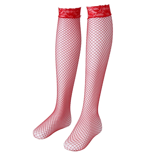 1 / Mujeres Mallas de Encaje Top de Malla Medias Altas hasta El Muslo Pantimedias Calcetines - Rojo, 100 cm SM SunniMix Medias de malla de mujer