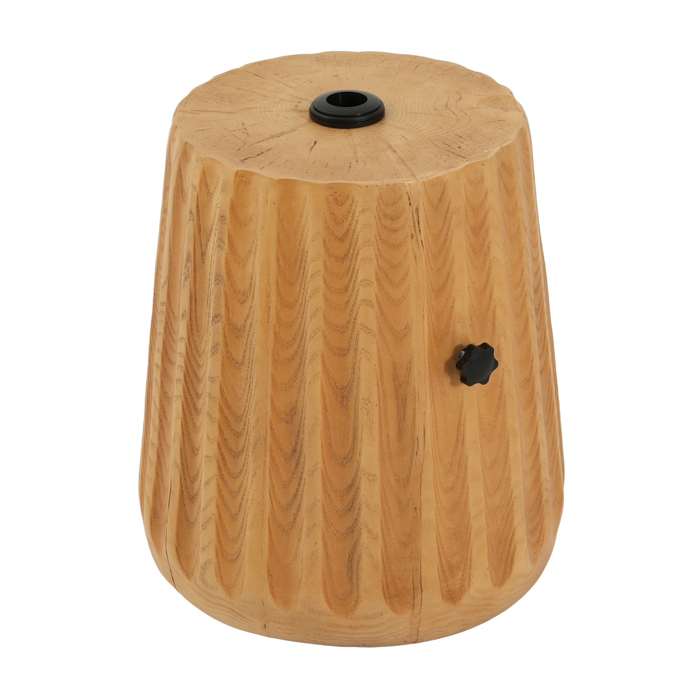 Christopher Knight Home Outdoor Ribbed Wood Grain MGO Umbrella Base Side Table, Sand Fillable, Wood