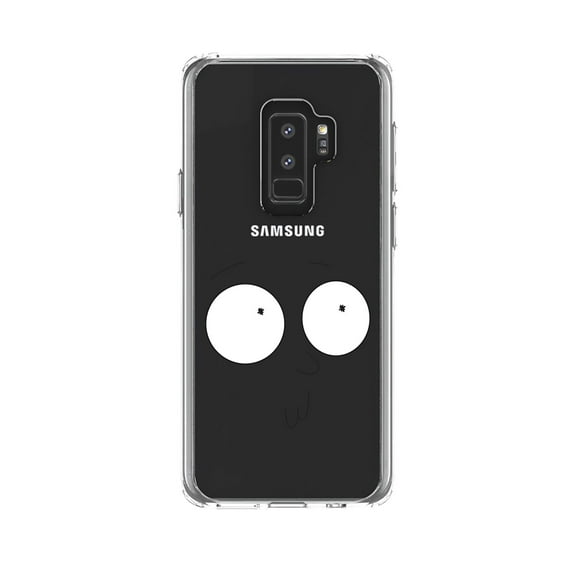 DistinctInk Clear Shockproof Hybrid Case for Samsung Galaxy S9  PLUS (6.2" Screen) - TPU Bumper, Acrylic Back, Tempered Glass Screen Protector - "Awh Jeez" Face