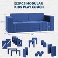thumbnail image 2 of QinaQin Sofá modular infantil de 22 piezas, convertible y de espuma, ideal para recámara o cuarto de juegos, diseño de 2 plazas en color azul, 2 of 7