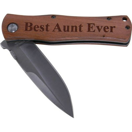 Best Aunt Ever Folding Pocket Knife with Clip, (Wood