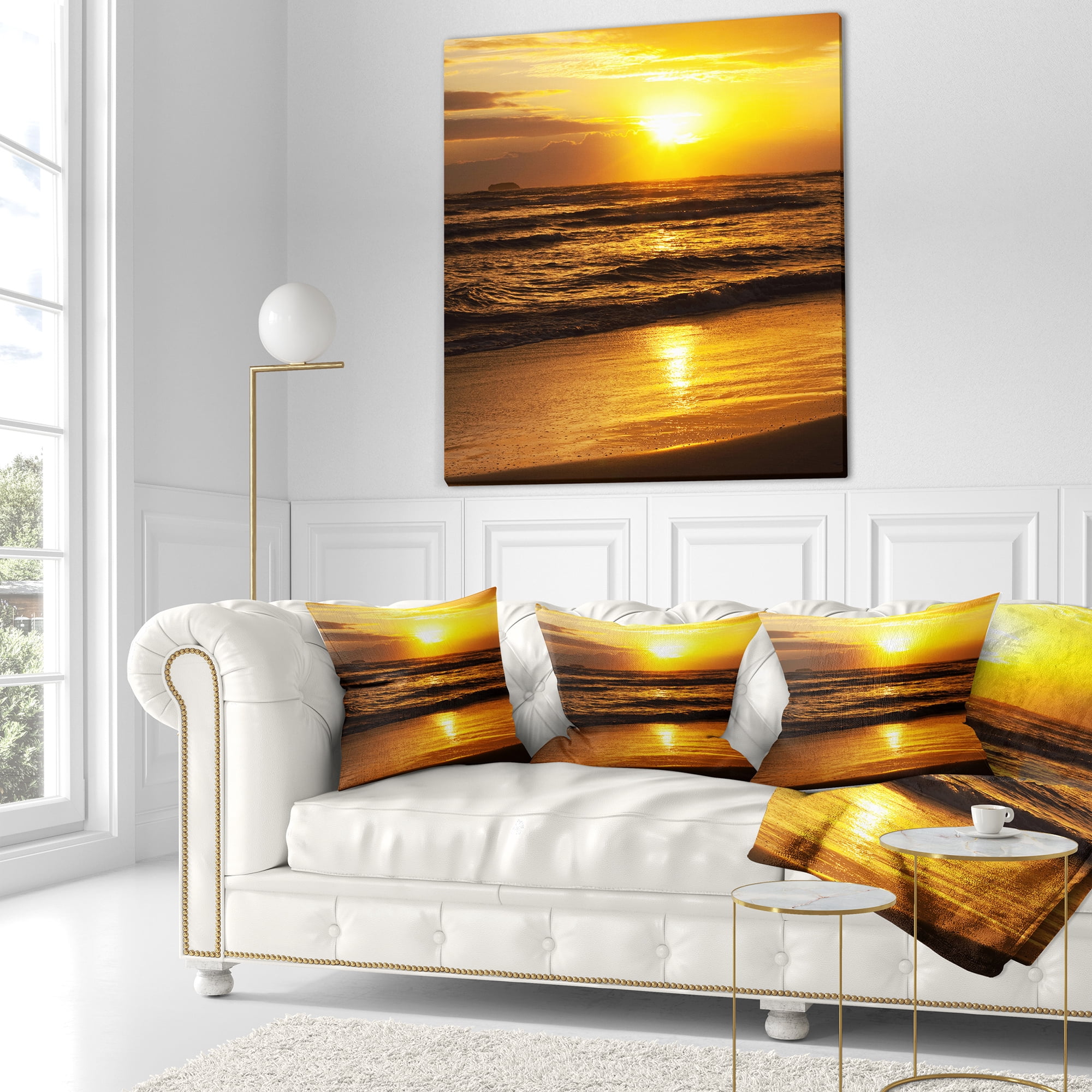 Designart 18" x 18" Yellow Polyester Throw Pillow
