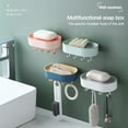 thumbnail image 3 of ROBOT-GXG Soap Dish with Hooks for Shower - Soap Holder with 6 Hooks for Shower Bathroom Soap Holder Adhesive Wall Mounted Bar Soap Holder with Draining Tray Strong Sponge Holder for Kitchen, 3 of 7