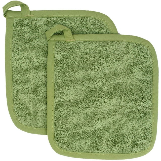 "Cotton Terry Cloth Pot Holder Set, Kitchen Hot Pad, 2Pack"