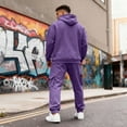 thumbnail image 5 of Zimjoy Purple Sweat Suits Men Athletic Mens Track Suits 2 Piece Set Casual Winter Sweatshirt and Cargo Sweatpants Set Fleece Cargo Sweatpants Set with Pockets, Purple S, 5 of 9