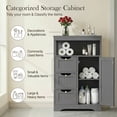 thumbnail image 3 of SuperDeal Bathroom Cabinet 3 Drawers Storage Organizer Floor Cupboard Home Living Room Decor Gray, 3 of 12