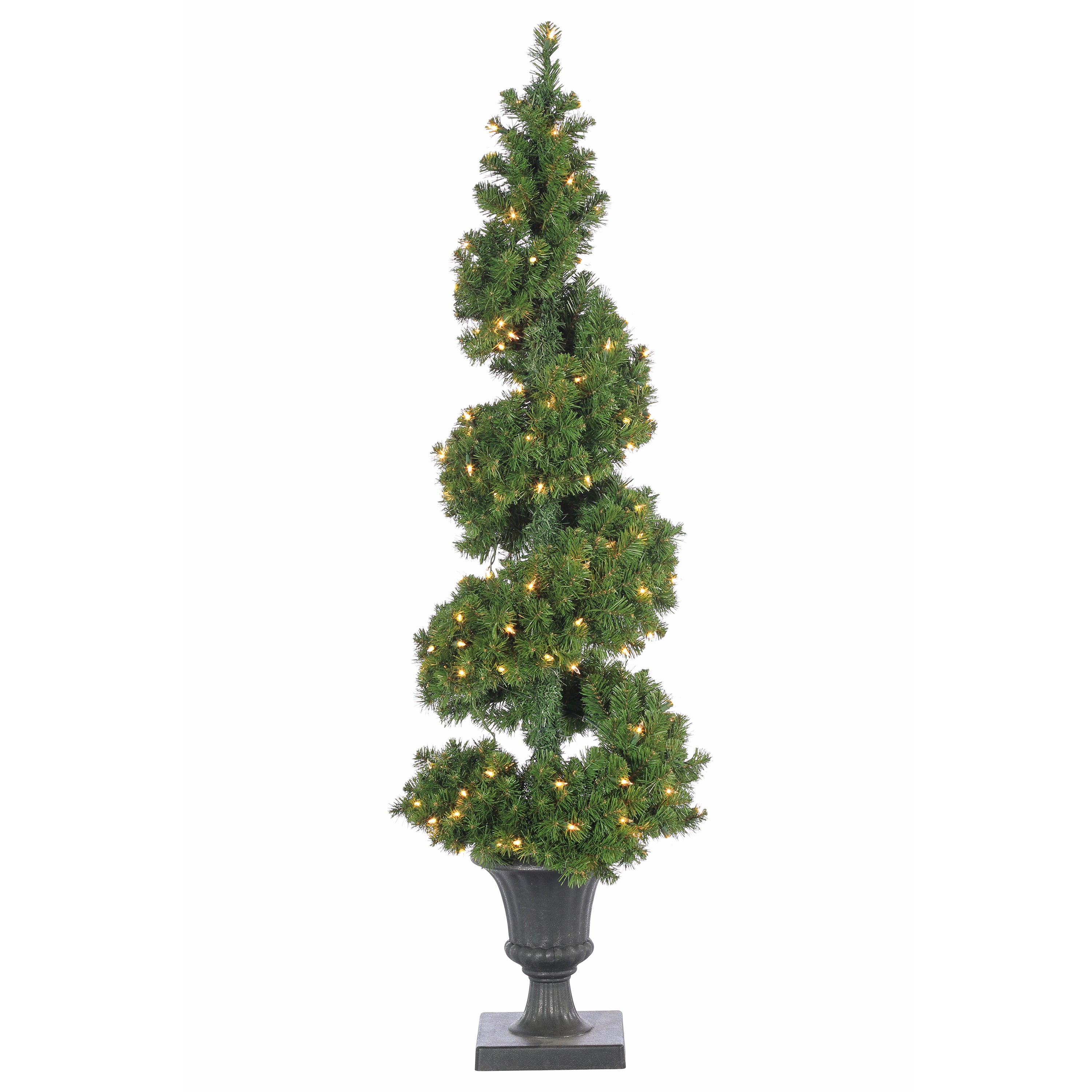 Sterling 5Ft. Pre-Lit Potted Spiral Tree With Round Branch Tips And 150 ...