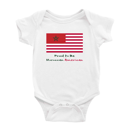 

Proud to Be Moroccan American Flag Cute Baby Bodysuit Baby Clothes (White 12-18 Months)