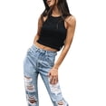 thumbnail image 1 of Faithtur Femmes Casual Gilet Couleur Unie Col Rond Sans Manches Crop Top, 1 of 7