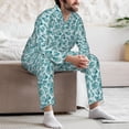 thumbnail image 7 of Honeii Teal turquoise shell Pattern Mens Pajamas Set,2pcs Men's Lounge Long Sleeve Sleep Shirt and Pajama Bottoms Sleepwear Set,Mens Pjs Sets-Large, 7 of 7