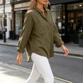 thumbnail image 4 of Women's Winter Cardigan Long-Sleeved Cardigan With Buttons Double Pockets And Collared Shirts Top Cozy Layered Top for Women Army Green L, 4 of 5